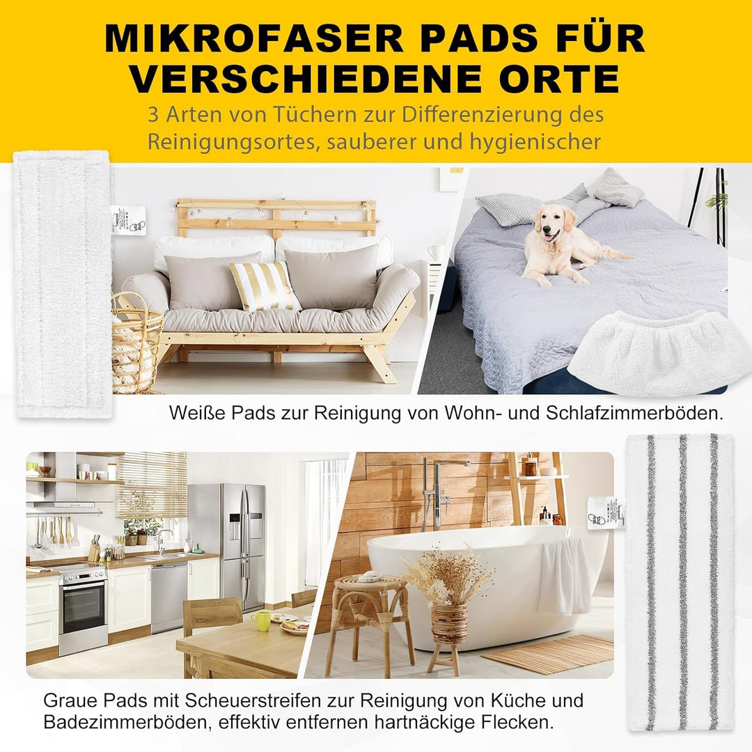 KEEPOW Dampfreiniger Zubehör-Set für Karcher,15 Teile, Kompatibel Mit EasyFix SC 2, SC 3, SC 4, SC 5