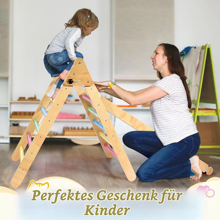 Klettergerüst für Kleinkinder: Regenbogen Klettergerüsts aus Holz für Kleinkinder, Pikler-Dreieck-Se