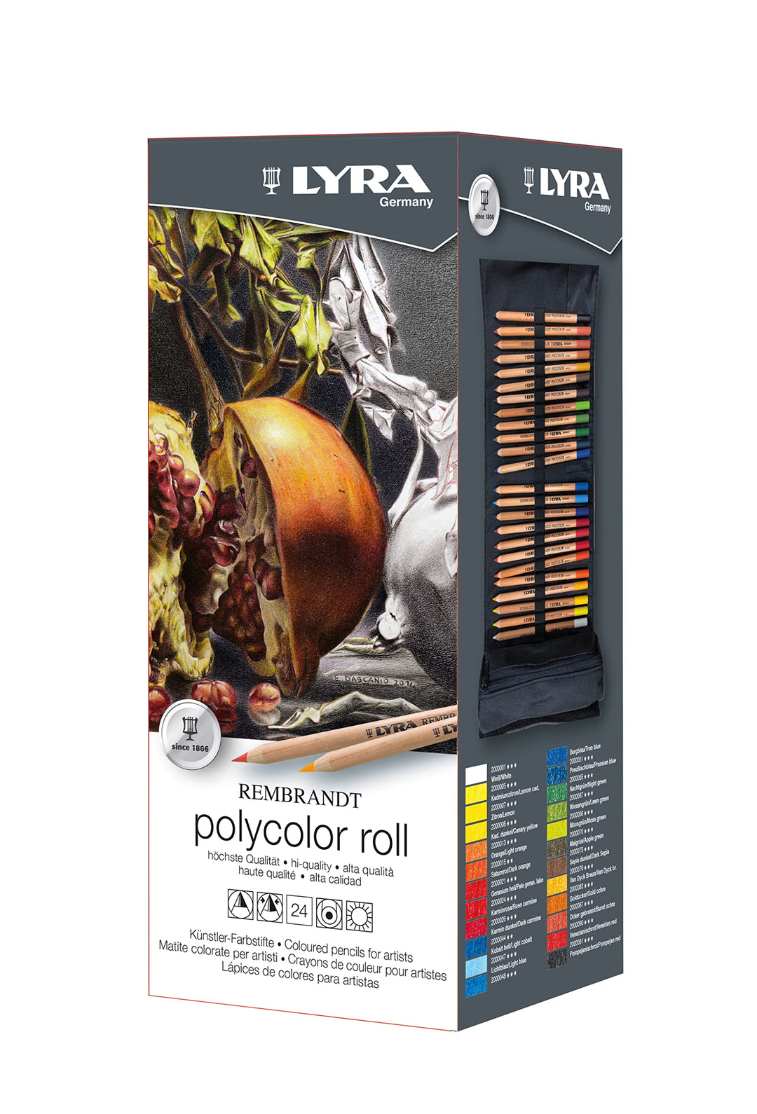 LYRA Rembrandt Polycolor Buntstifte für schöne Kunst, rund, Rolle, verschiedene Farben, 24 Stück