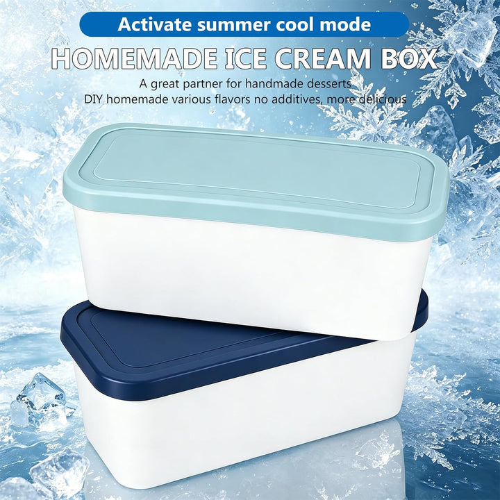 2er-Set Eisbehälter für Speiseeis, 2L Eis Aufbewahrungsbehälter mit Deckeln | Eis-Container BPA-frei