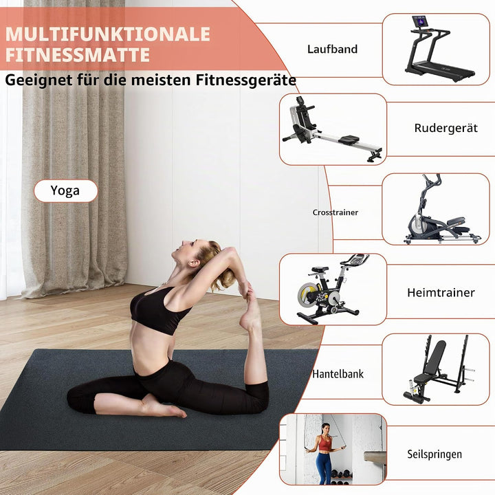 AKOZLIN Bodenschutzmatten, 6mm Hochdichte PVC-Bodenschutzmatten für Sportgeräte, Fitnessgeräte, Cros