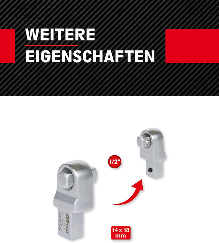 KS Tools Einsteck Vierkant 14 x 18 mm, 1/2" 516.2912 I Verchromter Vierkantschlüssel I Schraubenschl
