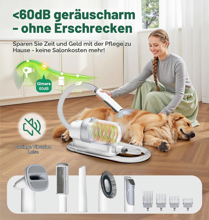 Gimars 2,3L Hundeschermaschine mit Staubsauger, 12000k Pa Saugkraft Hundestaubsauger Leises Schermas