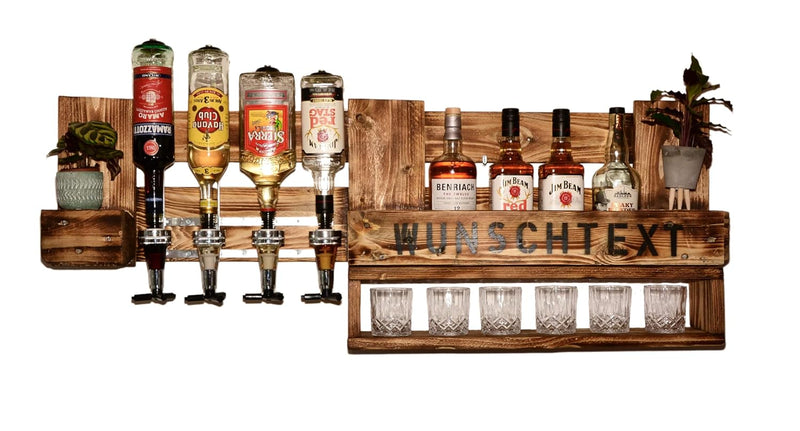 EXCLUSIV: Whiskyregal Wandbar Whiskeyregal rustikal Getränkespender Schnaps Gin Whiskey Whisky Palet