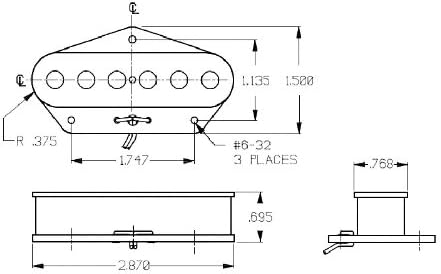 Seymour Duncan STL-3 Einzelreihe Viertelpfund-Telefonmikrofon für elektrische Gitarre Schwarz