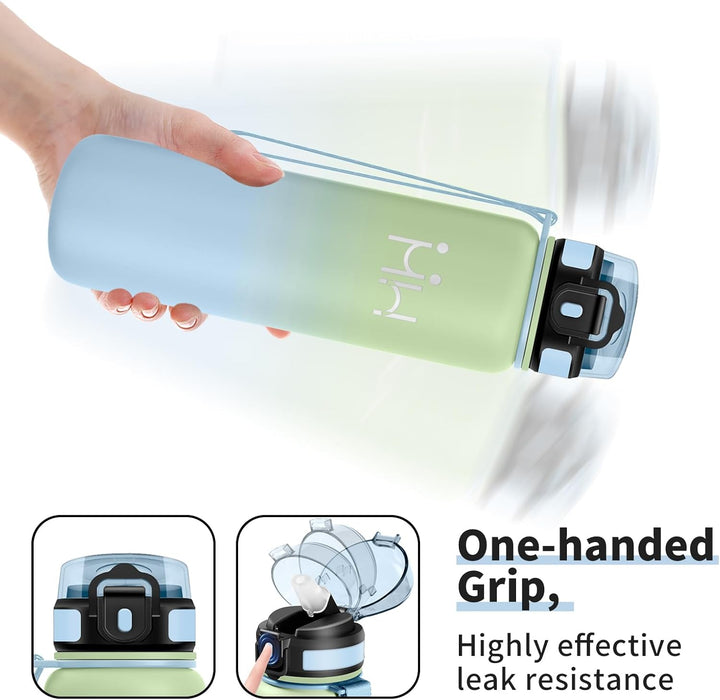 Trinkflasche Edelstahl 1L, Thermosflasche mit Strohhalm, BPA-Frei, Kohlensäure Geeignet, Einhandöffn