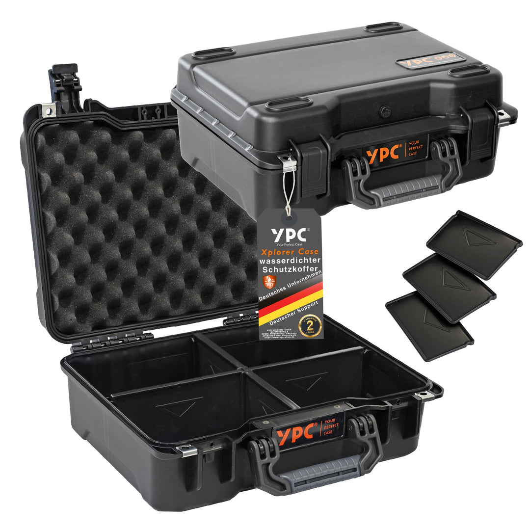 YPC Xplorer Case M – 40cm x 33cm x 16,5cm Outdoor Case, Sortierkoffer wasserdicht, Kamera Koffer Har