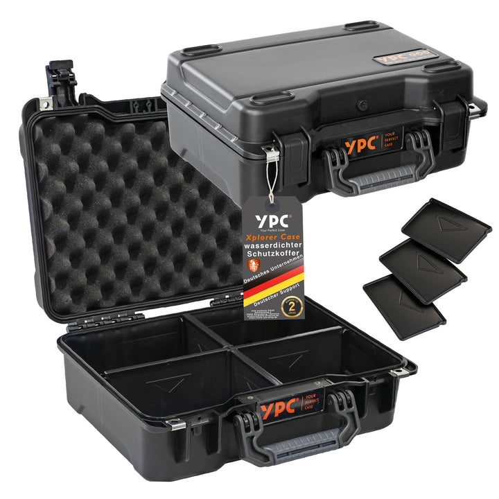 YPC Xplorer Case M – 40cm x 33cm x 16,5cm Outdoor Case, Sortierkoffer wasserdicht, Kamera Koffer Har