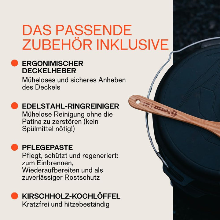 Petromax Dutch Oven Essential Line Set 3,5L - Gusseisen Feuertopf mit Zubehör 3,5 Liter Set, 3,5 Lit