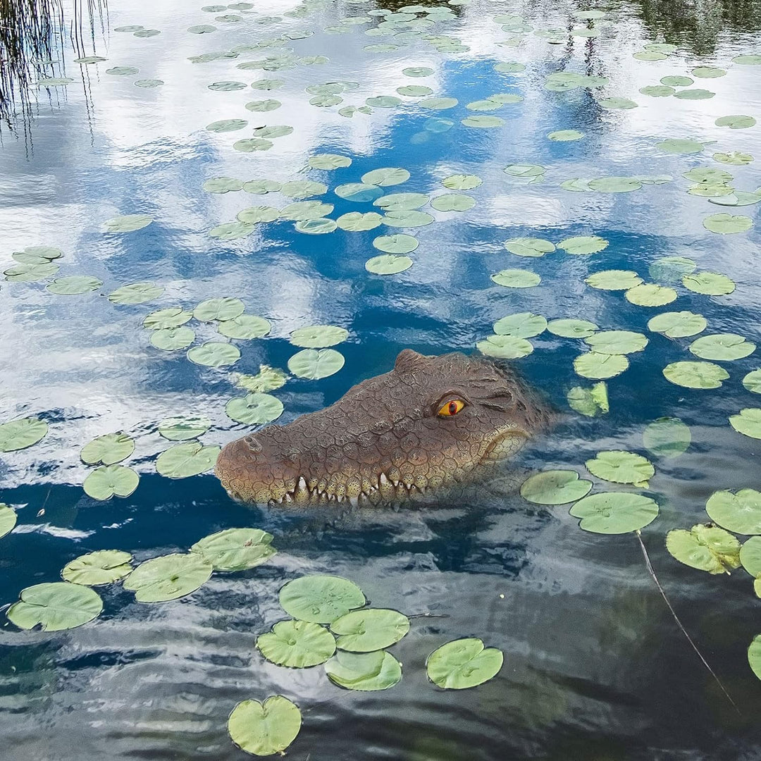 Ruiqas schwimmende Krokodil Kopf mit lebendigen Schuppen Augen Outdoor-Pool detaillierte gefälschte