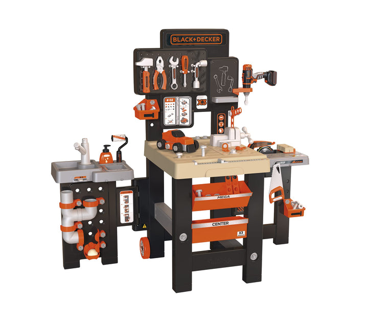 Smoby Toys - Black+Decker Mega Werkbank Center (100 Teile) - Spielzeug-Werkstatt für Kinder ab 3 Jah