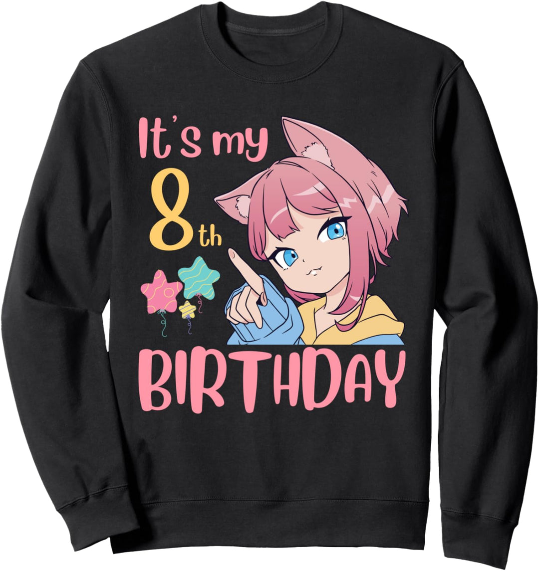 It's My 8th Birthday Anime Geburtstag Mädchen 8 Years Old Bday Sweatshirt