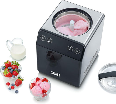 Graef Eismaschine IM700EU Edelstahl, mit Cream Control, Timer, Touch Display,Yoghurtfunktion, heraus