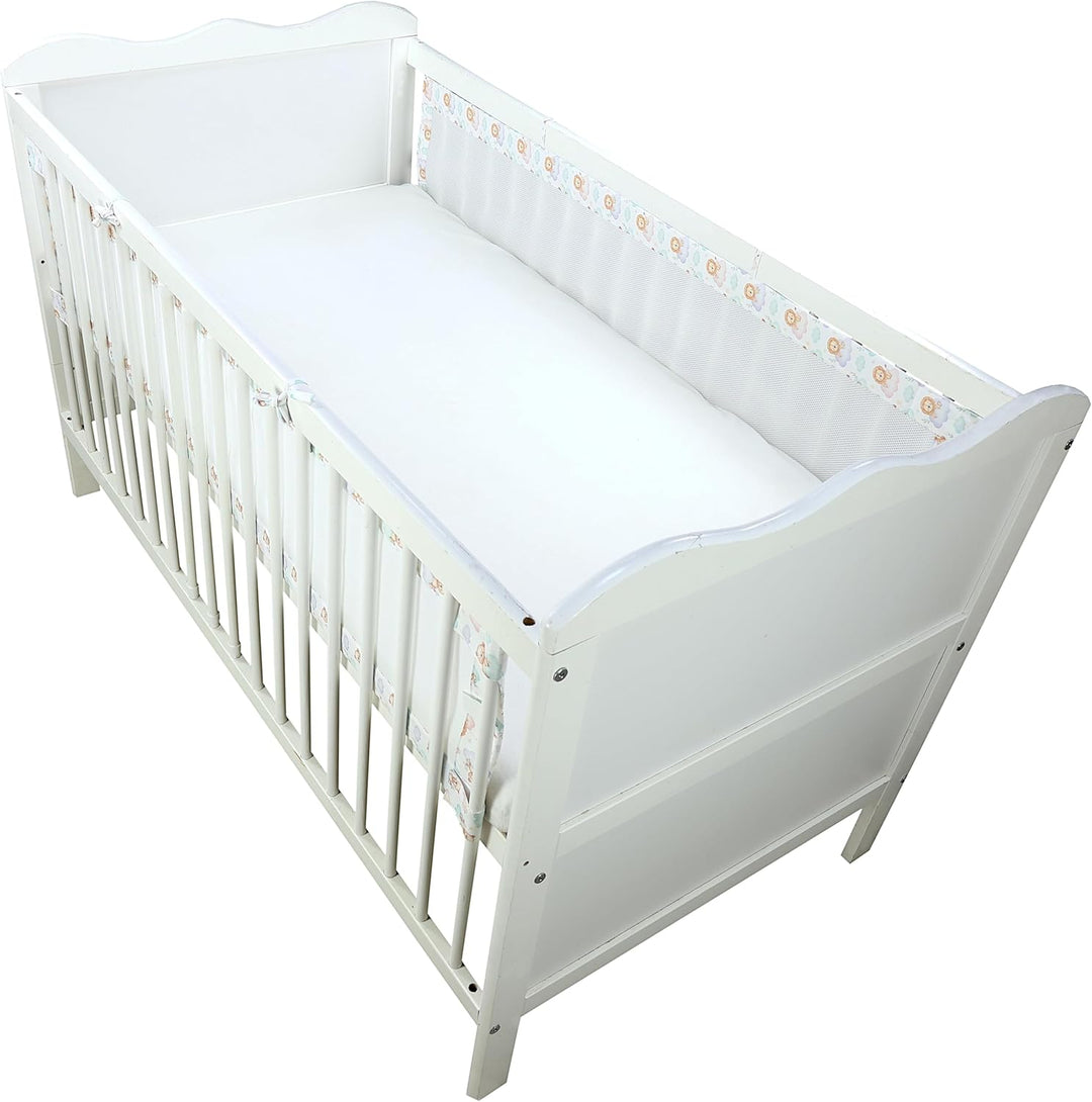 TupTam Gitterstäbe Schutz Netz Babybett Nestchen 3D Mesh 2 Pack, Farbe: Löwe und Bär, Grösse: ca. 12