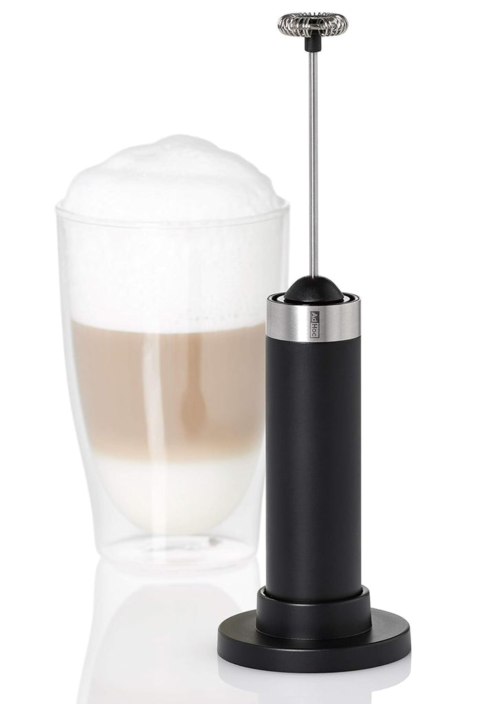 AdHoc MS14 Batteriebetriebener Milch- und Saucenschäumer RAPID mit Ständer, Edelstahl/Kunststoff
