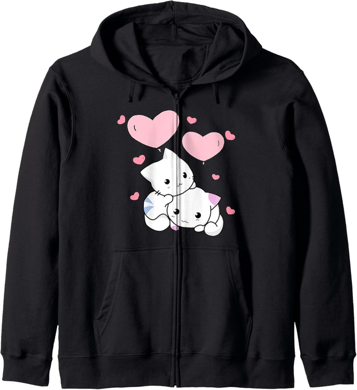 Nette Kitty Haufen Anime Neko Kawaii Cat Kapuzenjacke