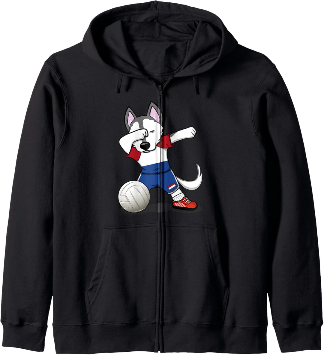 Dabbing Husky Hund Niederländischer Volleyball Flagge Sport Kapuzenjacke