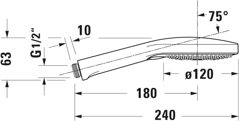 Duravit Universal Duschkopf, Duschbrause mit 3 Strahlarten (Rain, Pulse, Mono), Handbrause rund (Ø 1