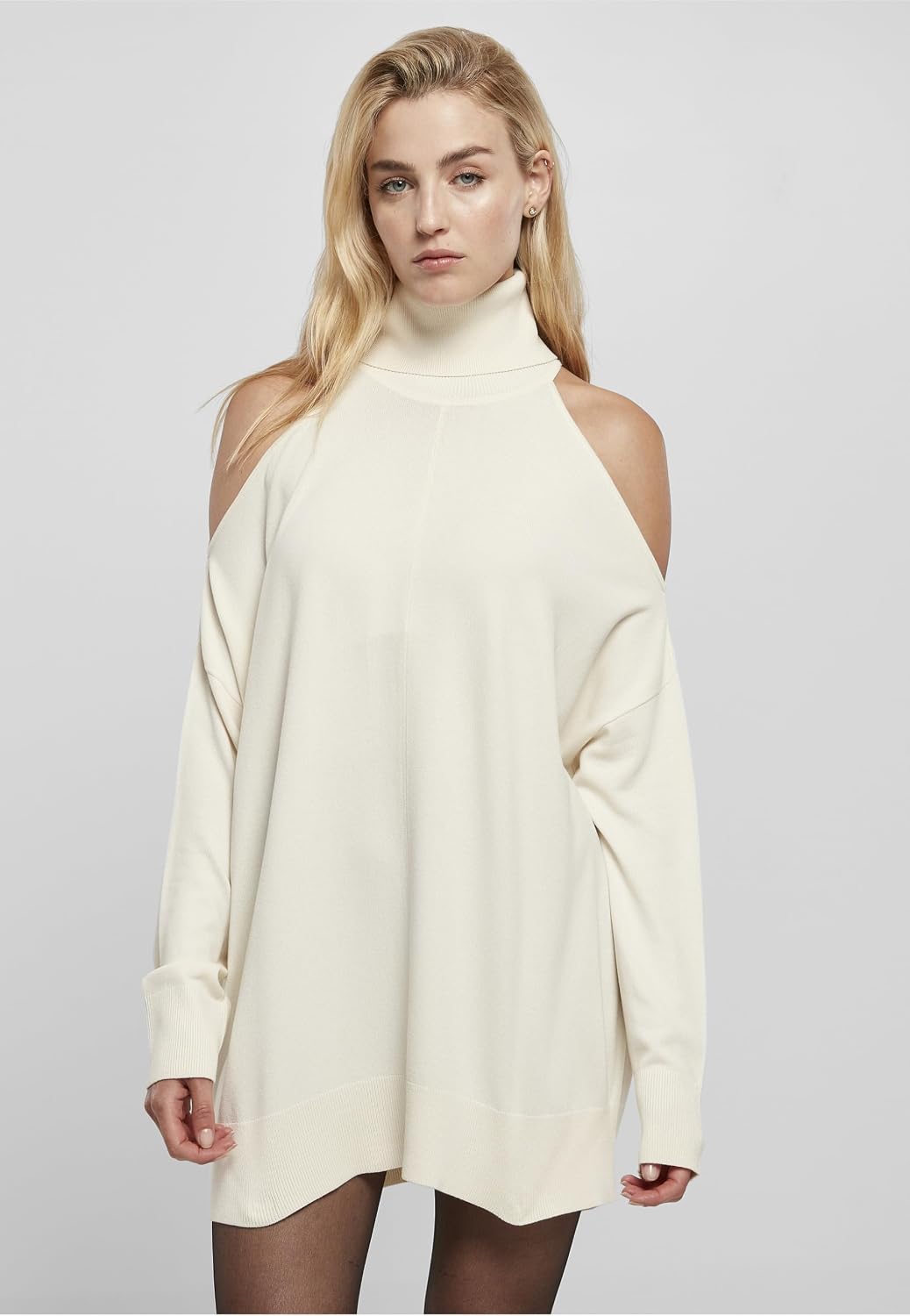 Urban Classics Damen Ladies Cold Shoulder Turtelneck Sweater XXL Whitesand, XXL Whitesand