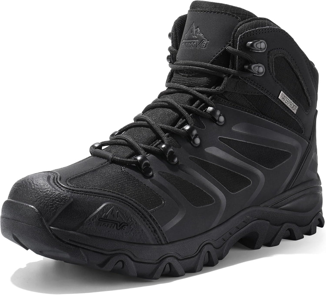 NORTIV 8 Herren-Wanderstiefel, wasserdichte Outdoor-Trekkingstiefel 43 EU Alles Schwarz, 43 EU Alles