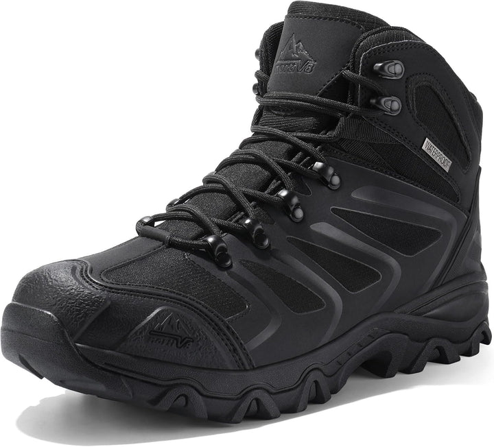 NORTIV 8 Herren-Wanderstiefel, wasserdichte Outdoor-Trekkingstiefel 43 EU Alles Schwarz, 43 EU Alles