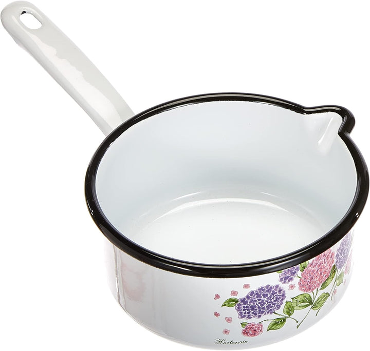 GSW 189965 Kochtopf-Set Hortensie 5-tlg, Stahl-Emaille, Kunststoff, weiss