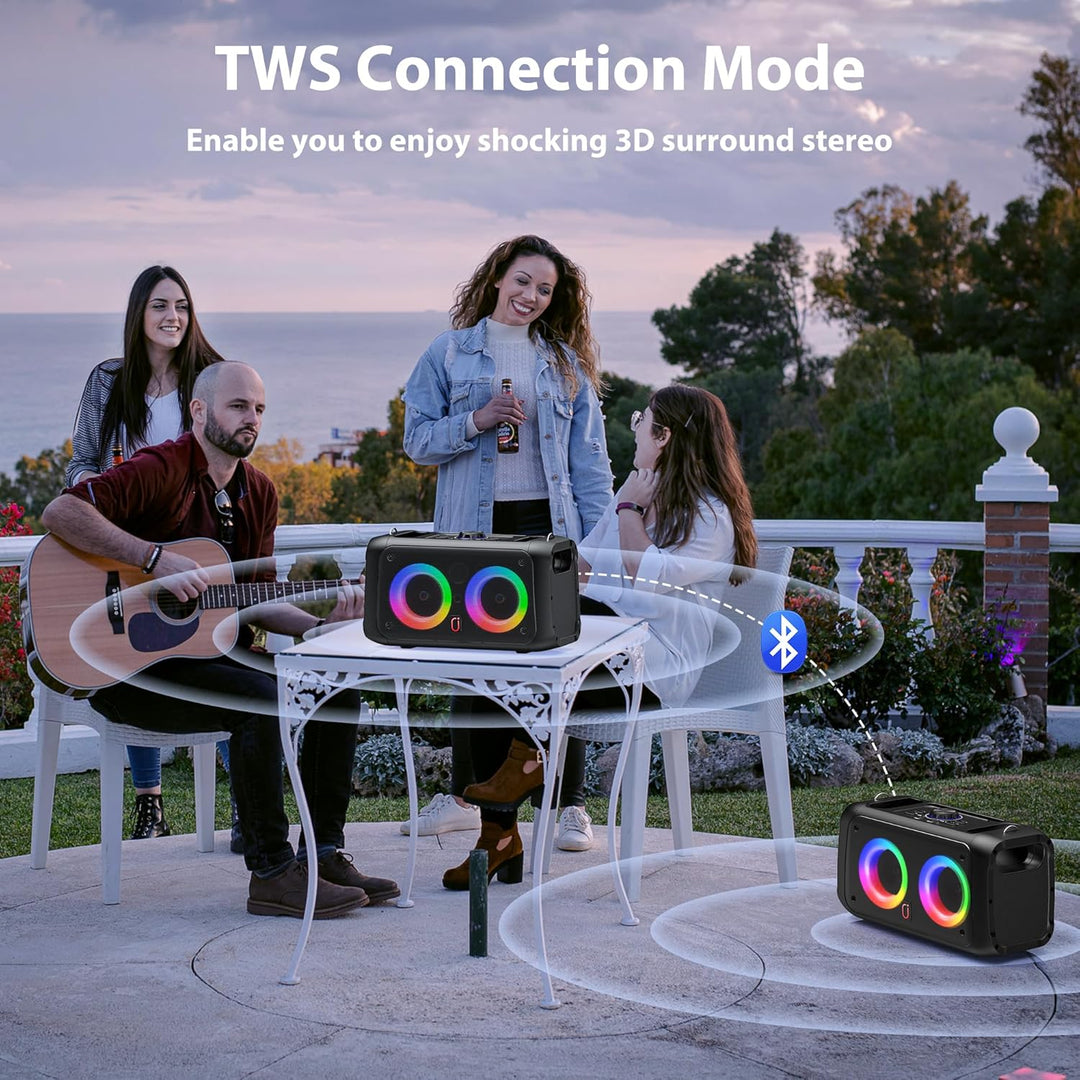 JYX Karaoke Maschine mit 2 kabellosen Mikrofonen, tragbare Bluetooth-Lautsprecher für Erwachsene und