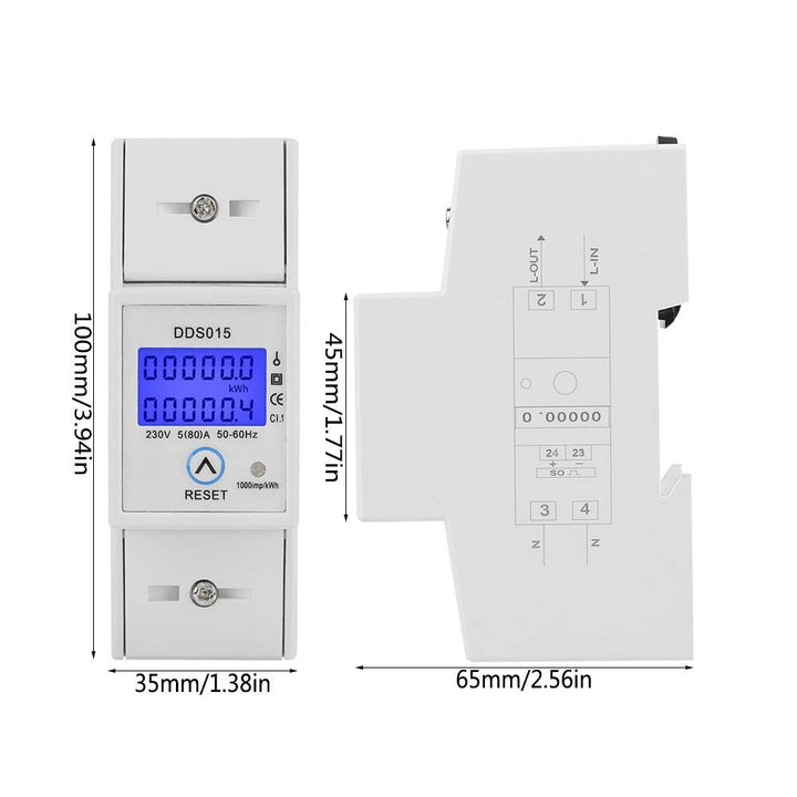 Digital LCD Einphasen-Energiezähler 5-80A 230V 50Hz Din-Schiene Energiezähler DDS015 230V 5-80A 50Hz
