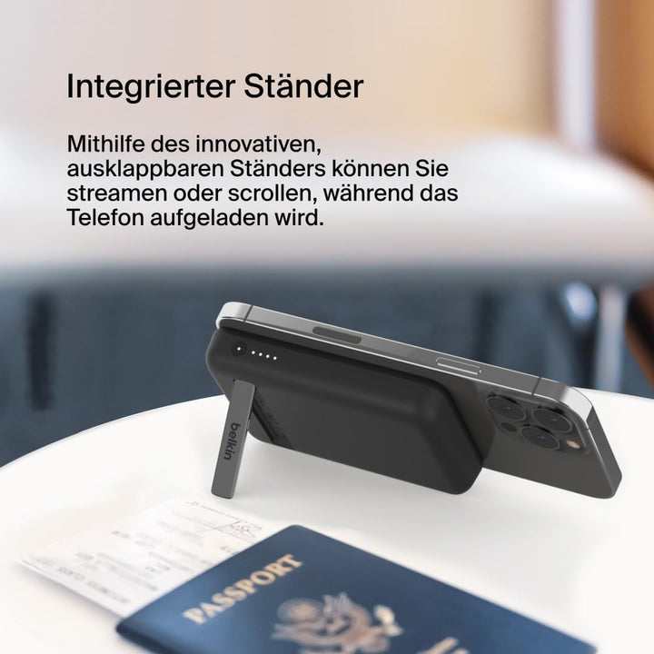 Belkin magnetische 5000-mAh-Powerbank, externer Handy-Akku, kompatibel mit MagSafe, mit Passthrough-