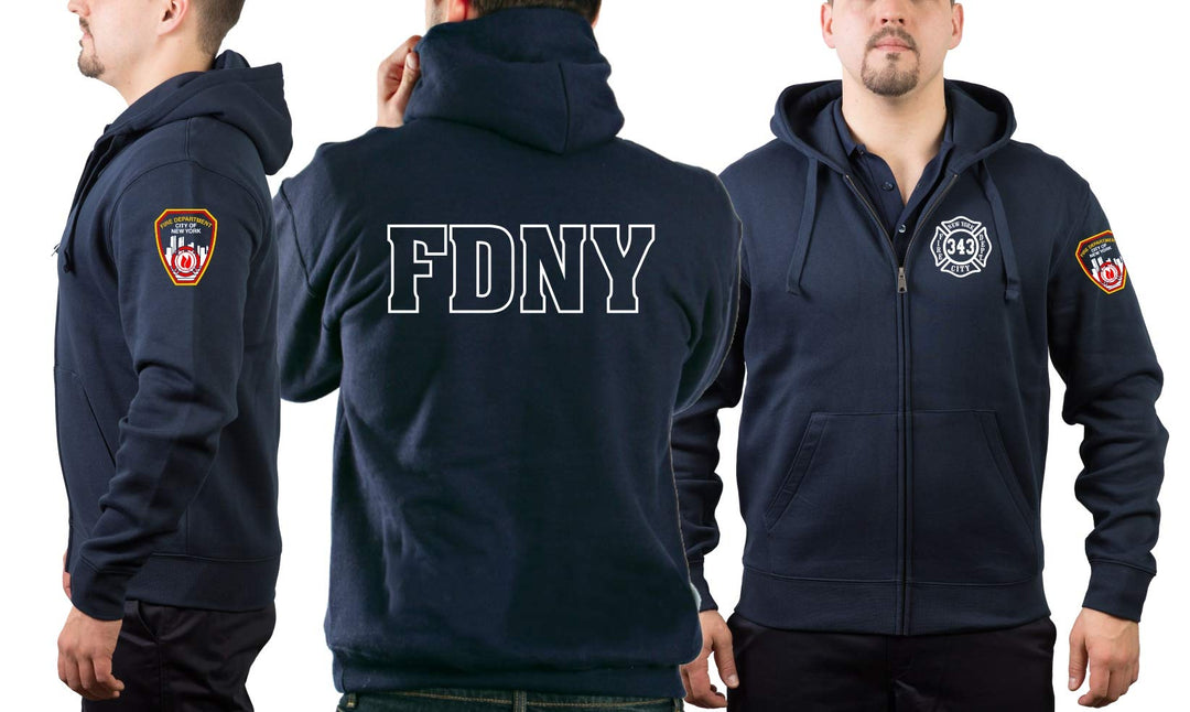 feuer1 Kapuzensweatjacke Navy,New York City Fire Dept.- Work 343" S navy, S navy