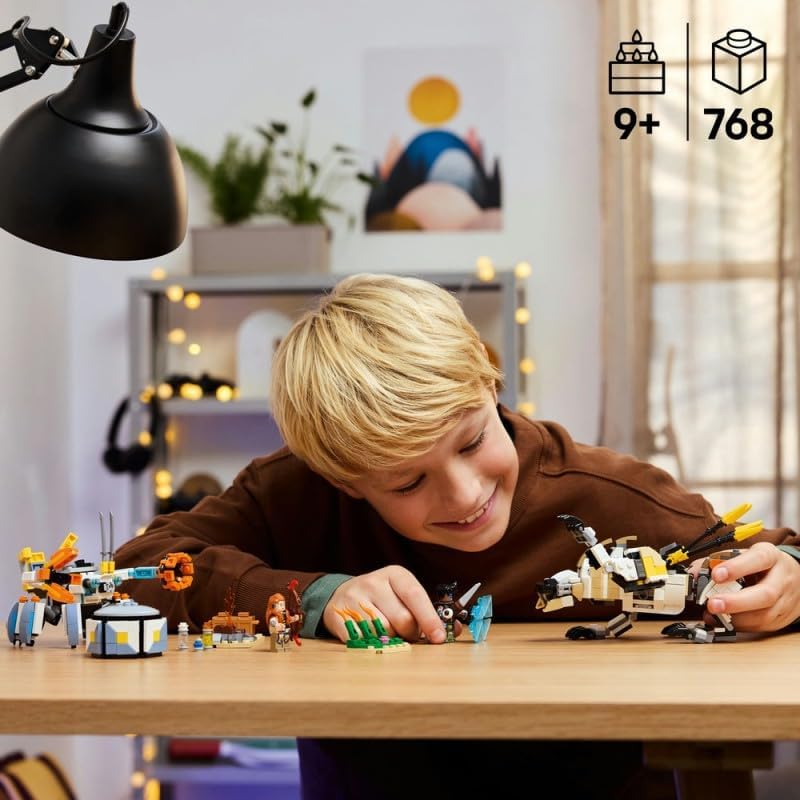 LEGO Horizon Adventures Aloy und Varl vs. Panzerwanderer und Sägezahn, Spielzeug mit Monstermaschine