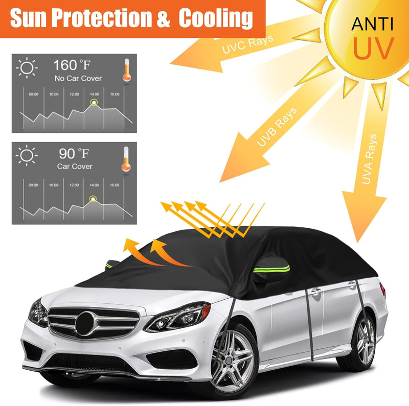 Autoabdeckung Ersatz für Audi A4 VW Passat, Universelle Sonnenfest Hälfte Autoabdeckung, Halbgarage