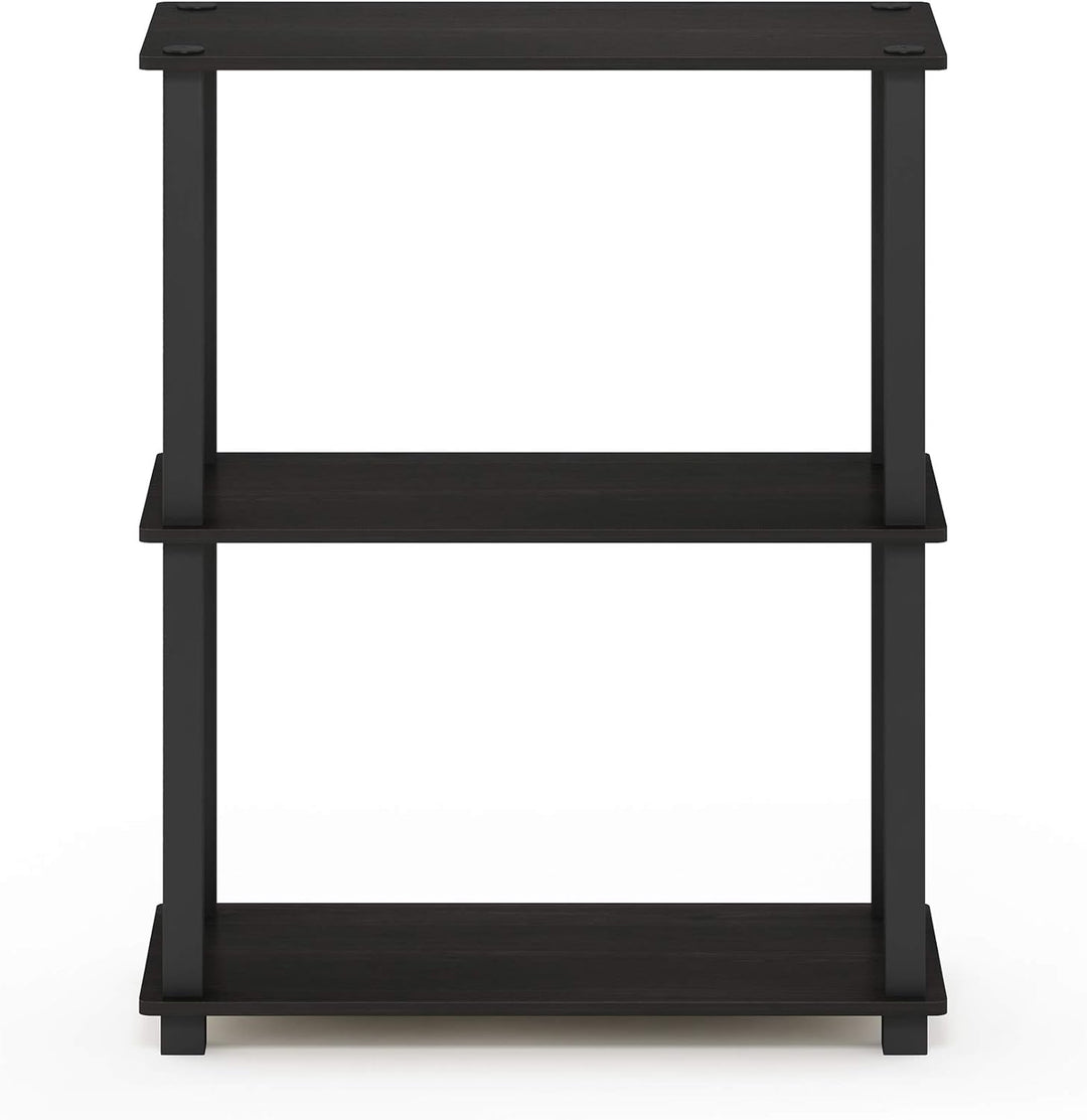 Furinno 3-Ebenen kompaktes Mehrzweckregal mit quadratischem Rohr, holz, Espresso/Schwarz, 28.96 x 59