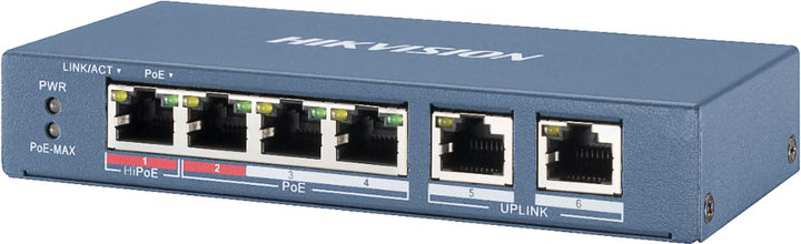 Switch POE+ DE 4 PUERTOS DE COBRE 10/100 (4 PUERTOS POE+ EXTENDIDO 250M) + 2 PUERTOS 10/100. POE 60