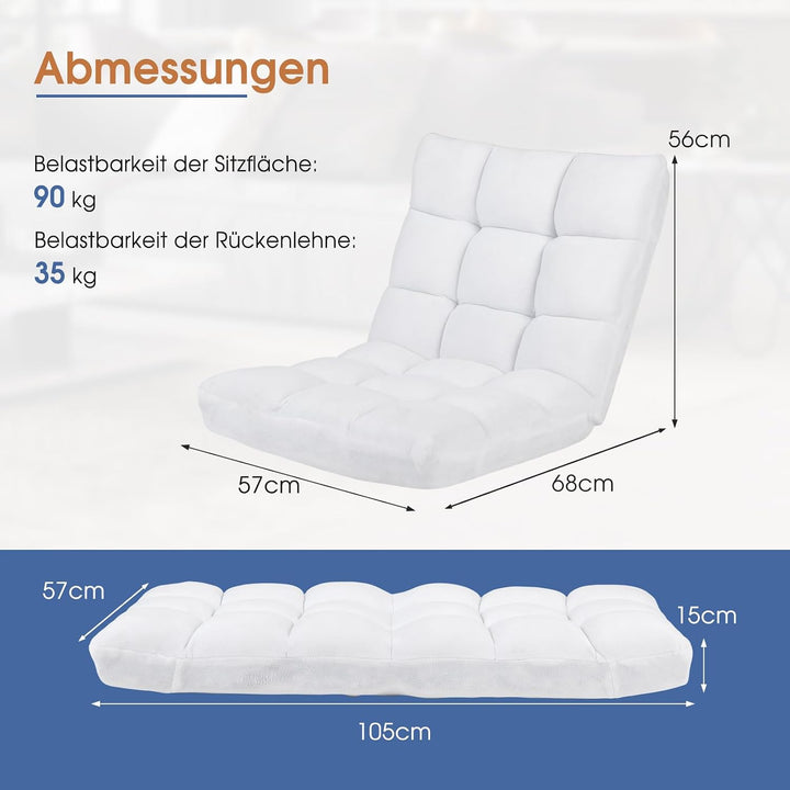 RELAX4LIFE Bodenstuhl Klappbar, Bodensessel mit Verstellbarer Rückenlehne &amp; Liegefunktion, Bodensitz