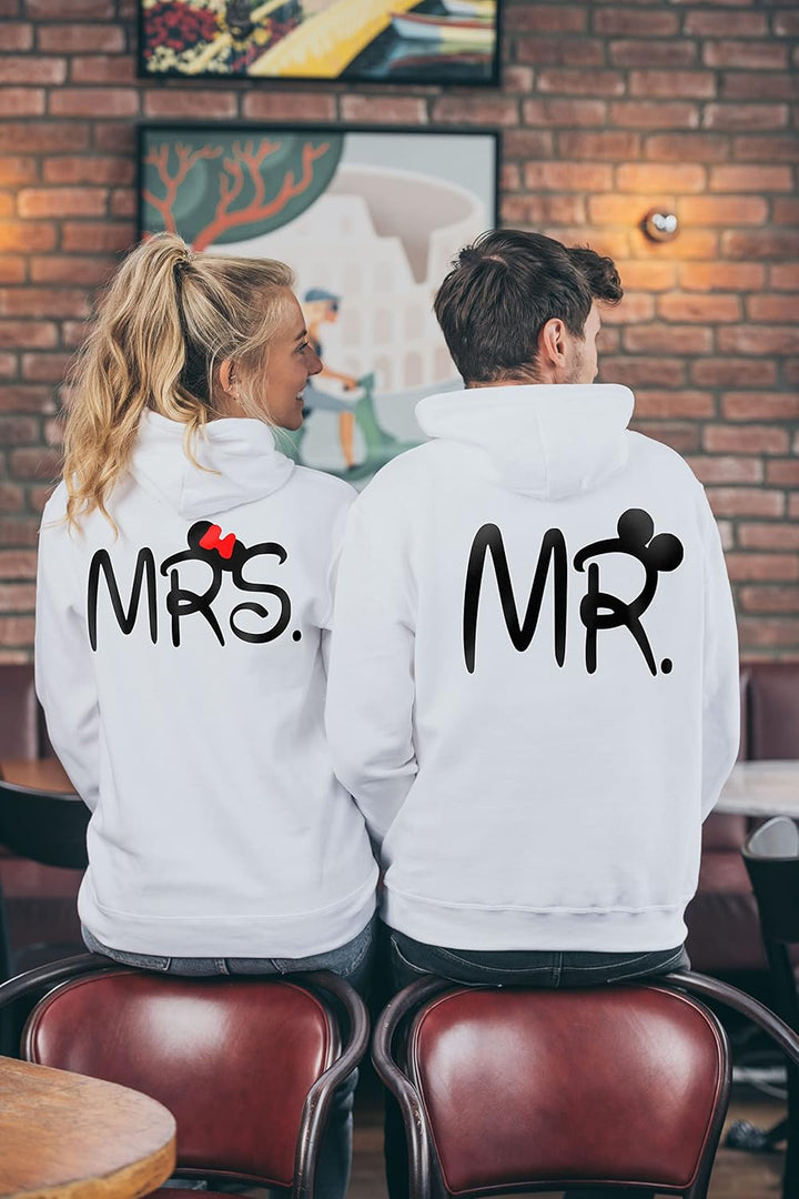 Couple Camp Mr Mrs Hoodie Pärchen Pullover Paare King Queen Fun Spruch, Damen-grau