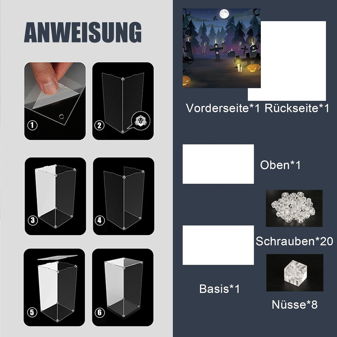 Acryl-Vitrine Kompatibel mit Lego Hocus Pocus: Das Haus der Sanderson-Schwestern (nur Box, kein Mode