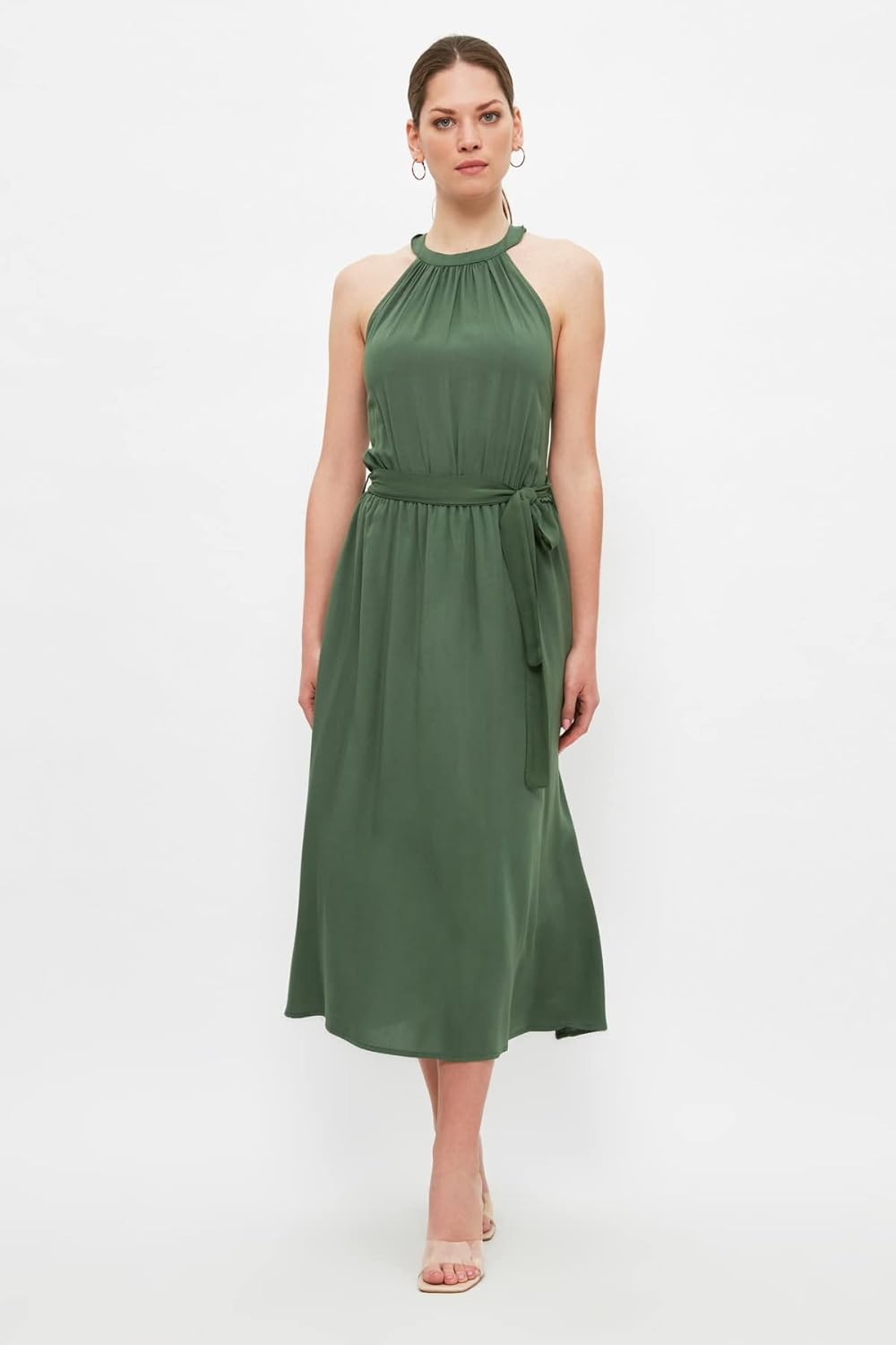 TRENDYOL Damen Khaki-gürtel-Kleid Cocktail Dress 36 Khaki, 36 Khaki