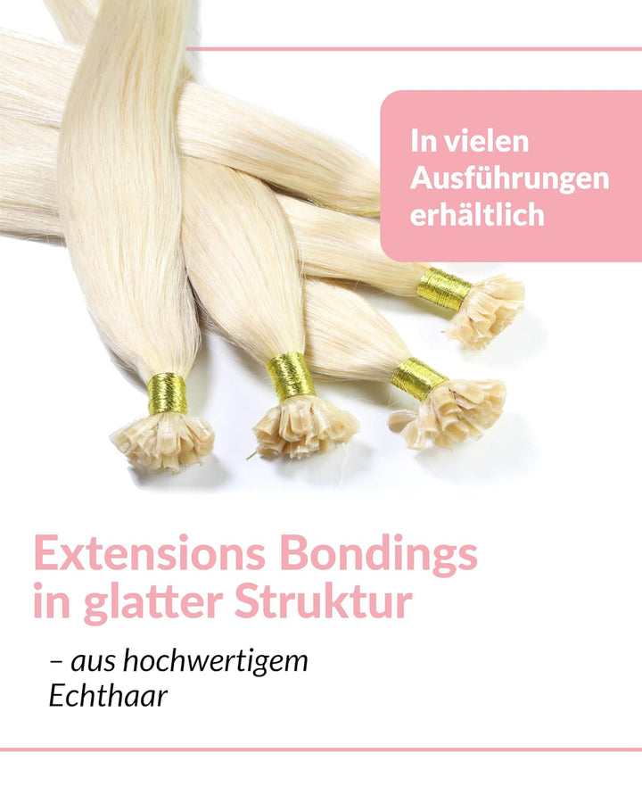 hair2heart Extensions Echthaar Bondings Glatt - 200 Strähnen 0.5g 40cm Lichtblond 