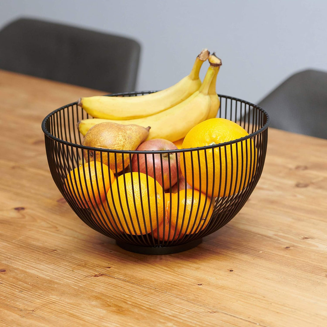 Moderne Obstschale // Metall // Rund, Schwarz // dekorativer Designer Obstkorb