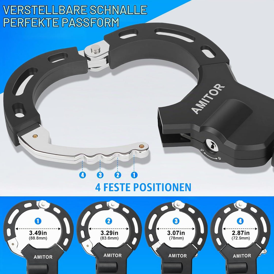 Handschellenschloss E Scooter Schloss mit Tasche 3L Leicht für Xiaomi Segway Ninebot, 8MM Anti-Diebs