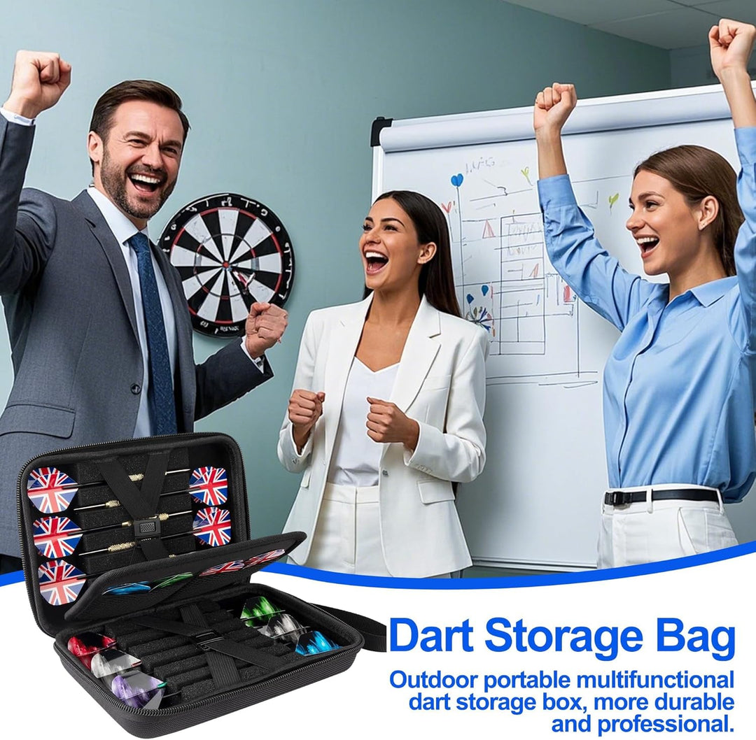Darttasche,Dart Case,Dartt Etui Schwarz,FüR 12 Darts Professioneller Dartkoffer Mit Eva-Schutz & Tra