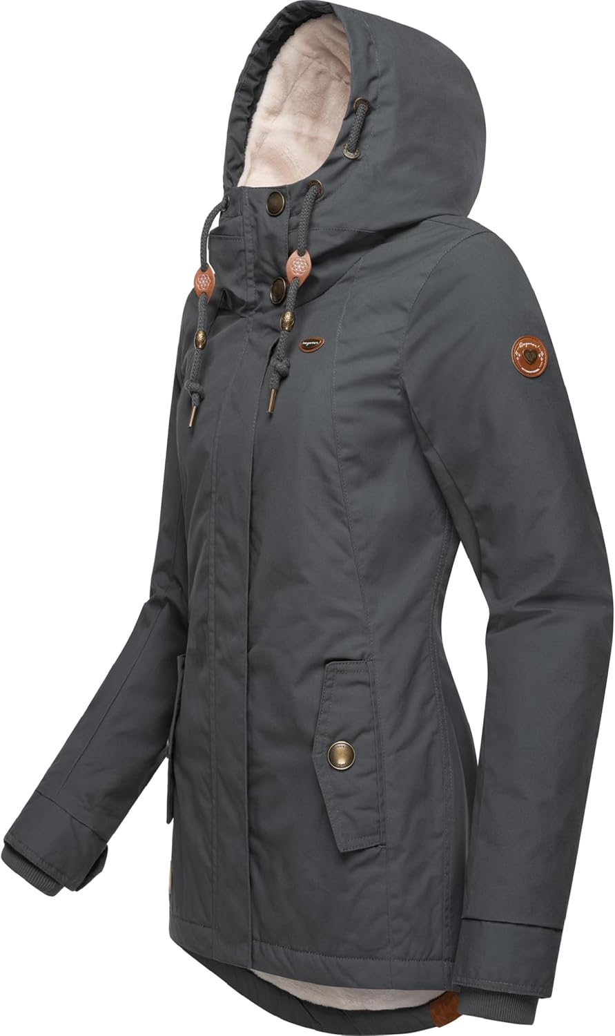 Ragwear Damen warme Winterjacke kurz mit Kapuze Monade XS-6XL S Dark Grey24, S Dark Grey24