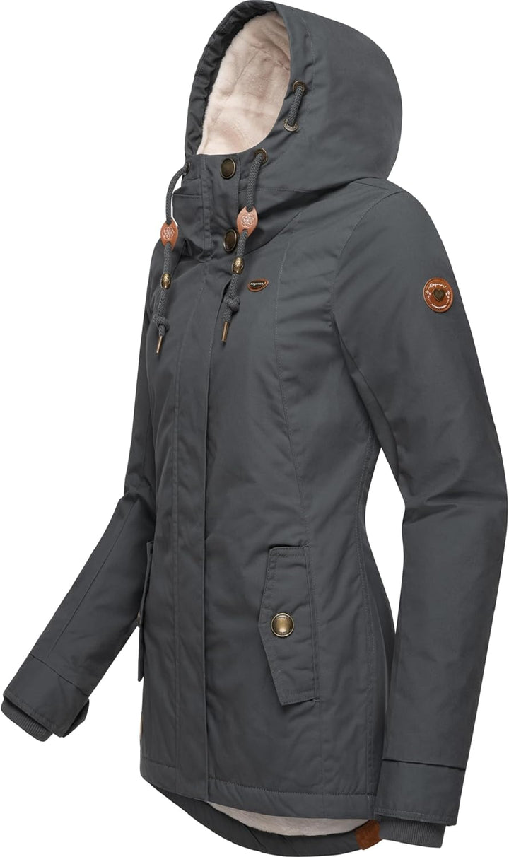 Ragwear Damen warme Winterjacke kurz mit Kapuze Monade XS-6XL S Dark Grey24, S Dark Grey24