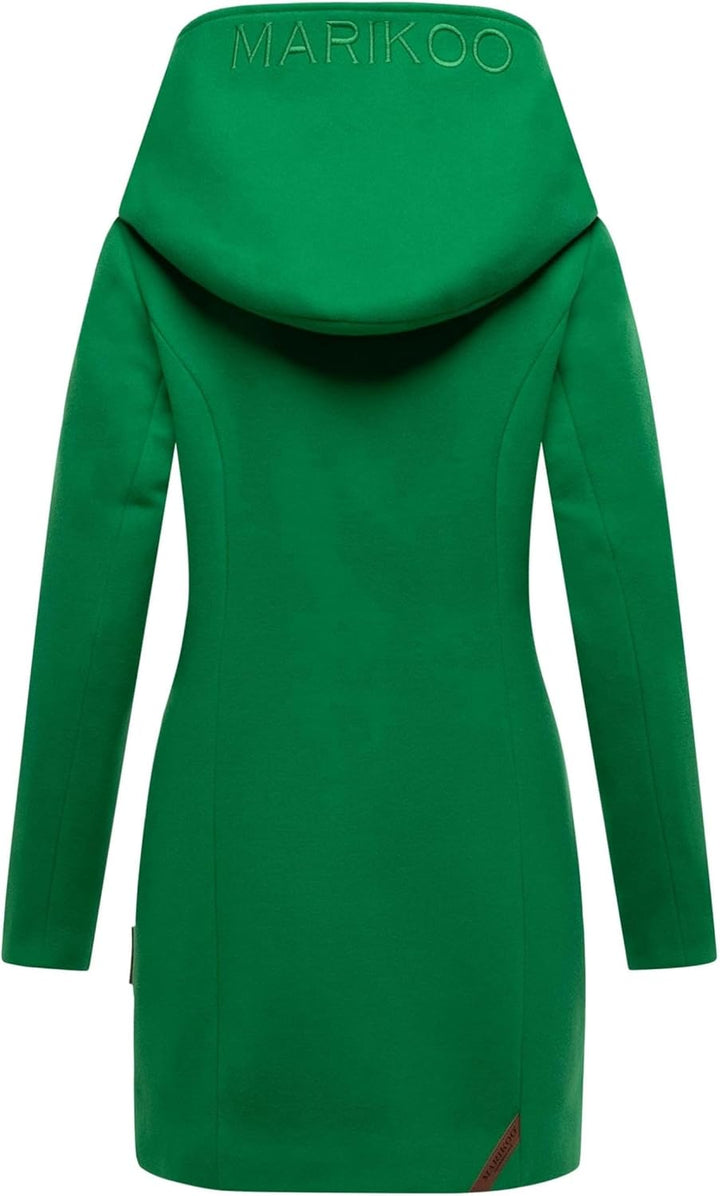 MARIKOO Damen Mantel Trenchcoat Wintermantel Übergangs Jacke Parka Lang B819 S Smaragd-Green, S Smar