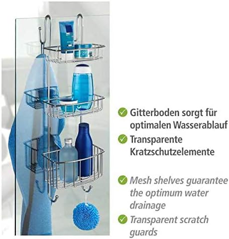 WENKO Dusch-Caddy Mod. Olesi 3 Etagen, Duschablage aus rostfreiem Edelstahl für Duschgel, Shampoo &amp;