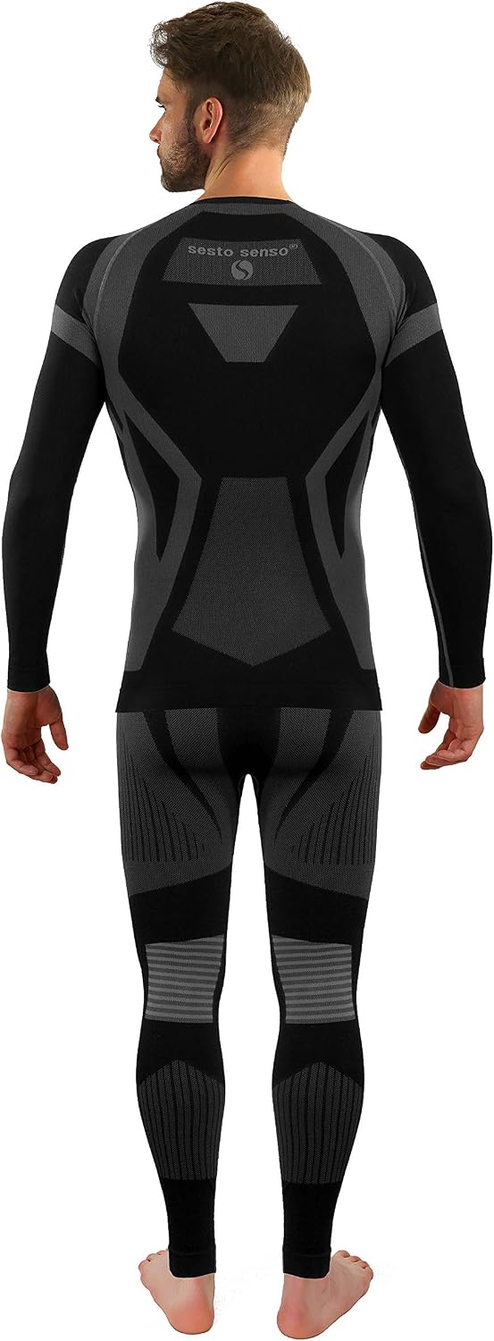 sesto senso Herren Funktionsunterwäsche Set Langarmhemd Leggings Schnelltrocknend Skiunterwäsche XXL