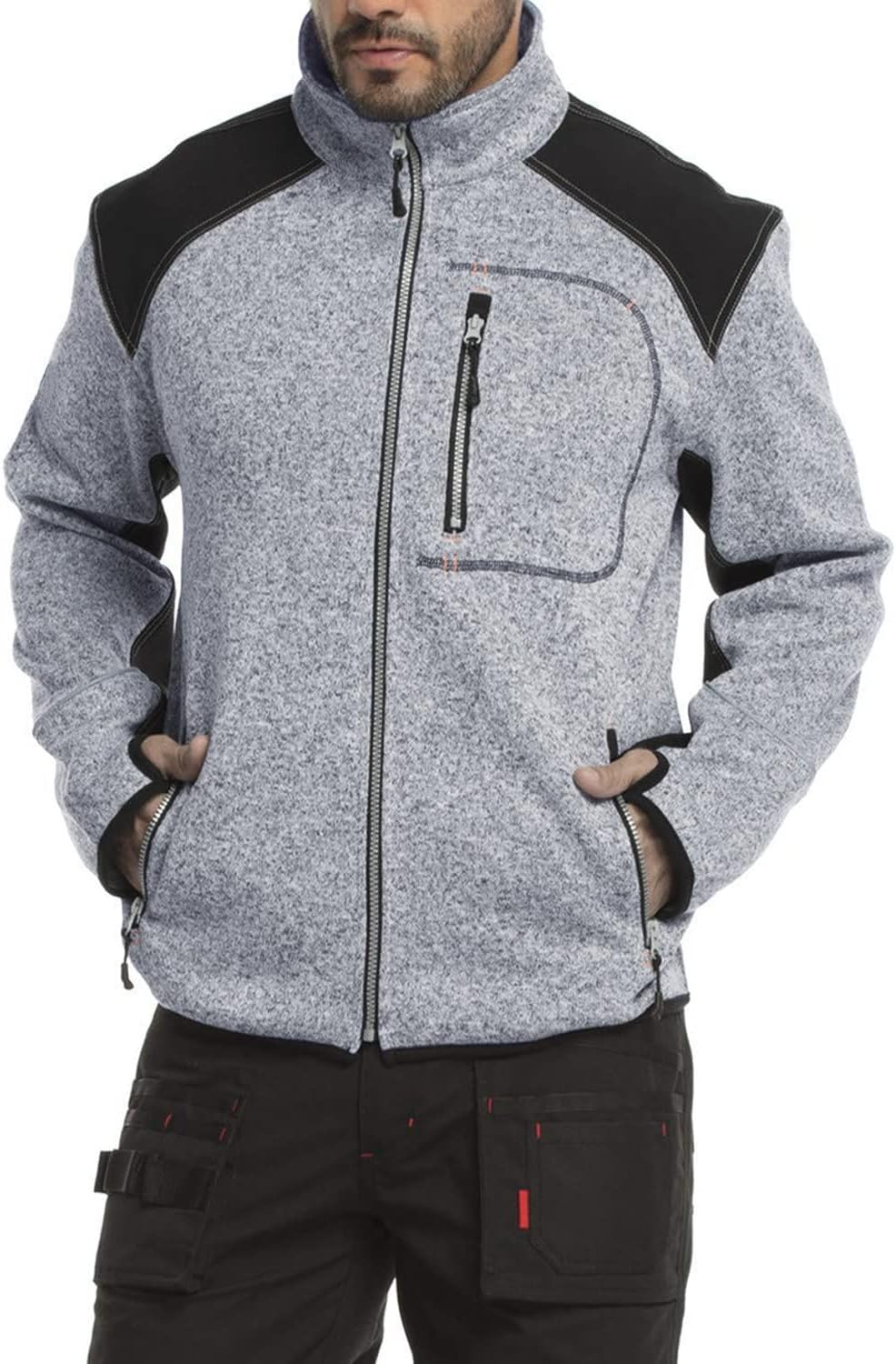 WORK IDEA Strick Fleecejacke Herren, Jacke Fleece Strickjacke, atmungsaktive Outdoor Fleecejacken fü