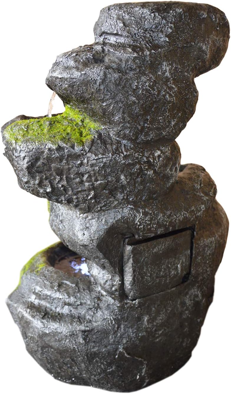 Gartenbrunnen Brunnen Zierbrunnen Zimmerbrunnen mit Beleuchtung Wasserfall Wasserspiel für Garten, G