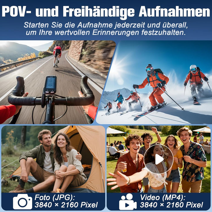 LXMIMI Action Kamera WiFi 4k, Magnetische Mini Action Kamera mit 1,47 Zoll Display, 16G WiFi Action